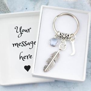 Feather Keyring, Personalised Gift, Spiritual Keychain, Bag Charm, Angel Gifts, Thoughtful Gift, Comforting Gift, Gift For Grief, Loss Gifts