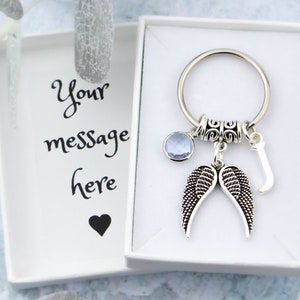 Angel Wings Keyring, Personalised Gift, Spiritual Keychain, Grieving Gift, Angel Keyring, Thoughtful Gift, Sympathy Gifts, Loss Of Loved One image 1