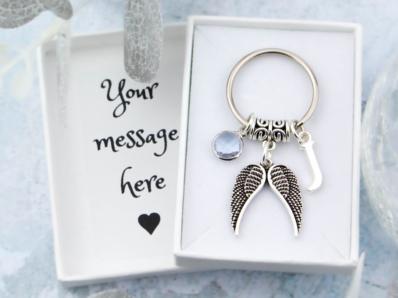 Angel Wings Keyring, Personalised Gift, Spiritual Keychain, Grieving Gift, Angel Keyring, Thoughtful Gift, Sympathy Gifts, Loss Of Loved One image 1