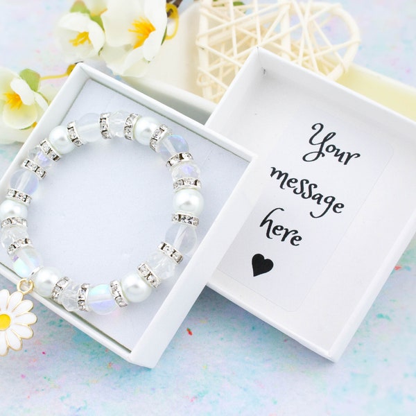 Daisy Bracelet, Flower Girl Bracelet, Gifts For Flower Girls, Junior Bridesmaid Jewellery, Personalised Daisy Bracelet, Add Initial Charm