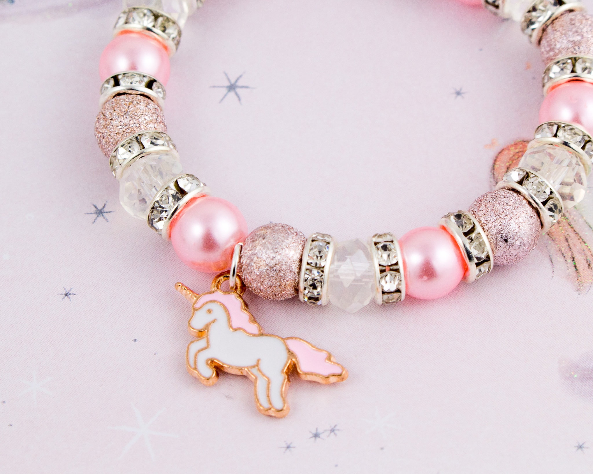 Unicorn Bracelet Unicorn Gifts Beaded Stretch Bracelet Pink Etsy