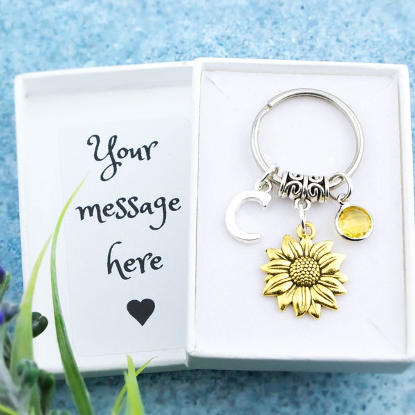 Sunflower Keyring, Personalised Gifts, Sunshine Keychain, Flowery Charms, Gardening Gifts, Gift For Mum, Grandma Gifts, Just Because Gift