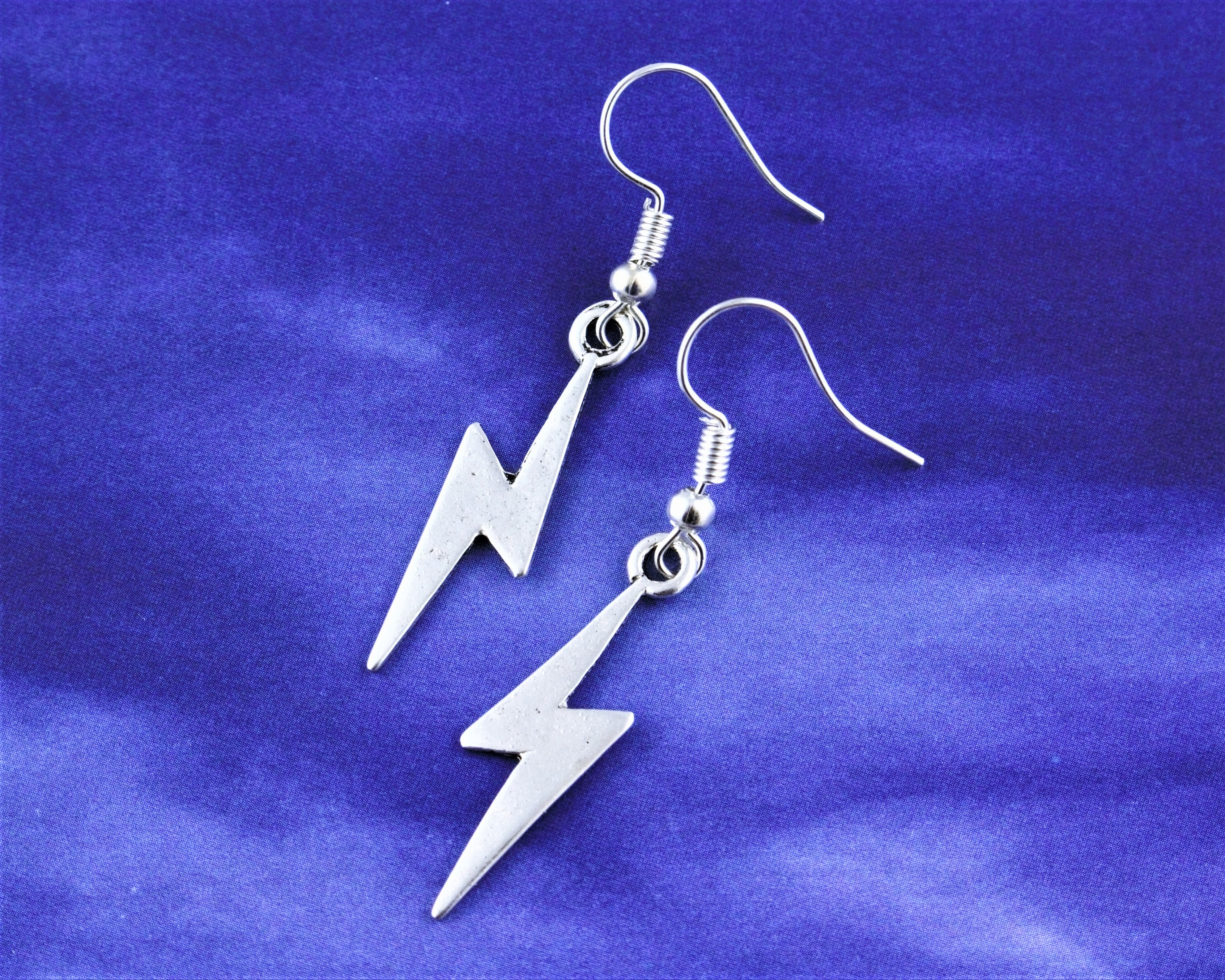 Lightning Bolt Earrings Thunderbolt Jewellery Silver Charms Etsy