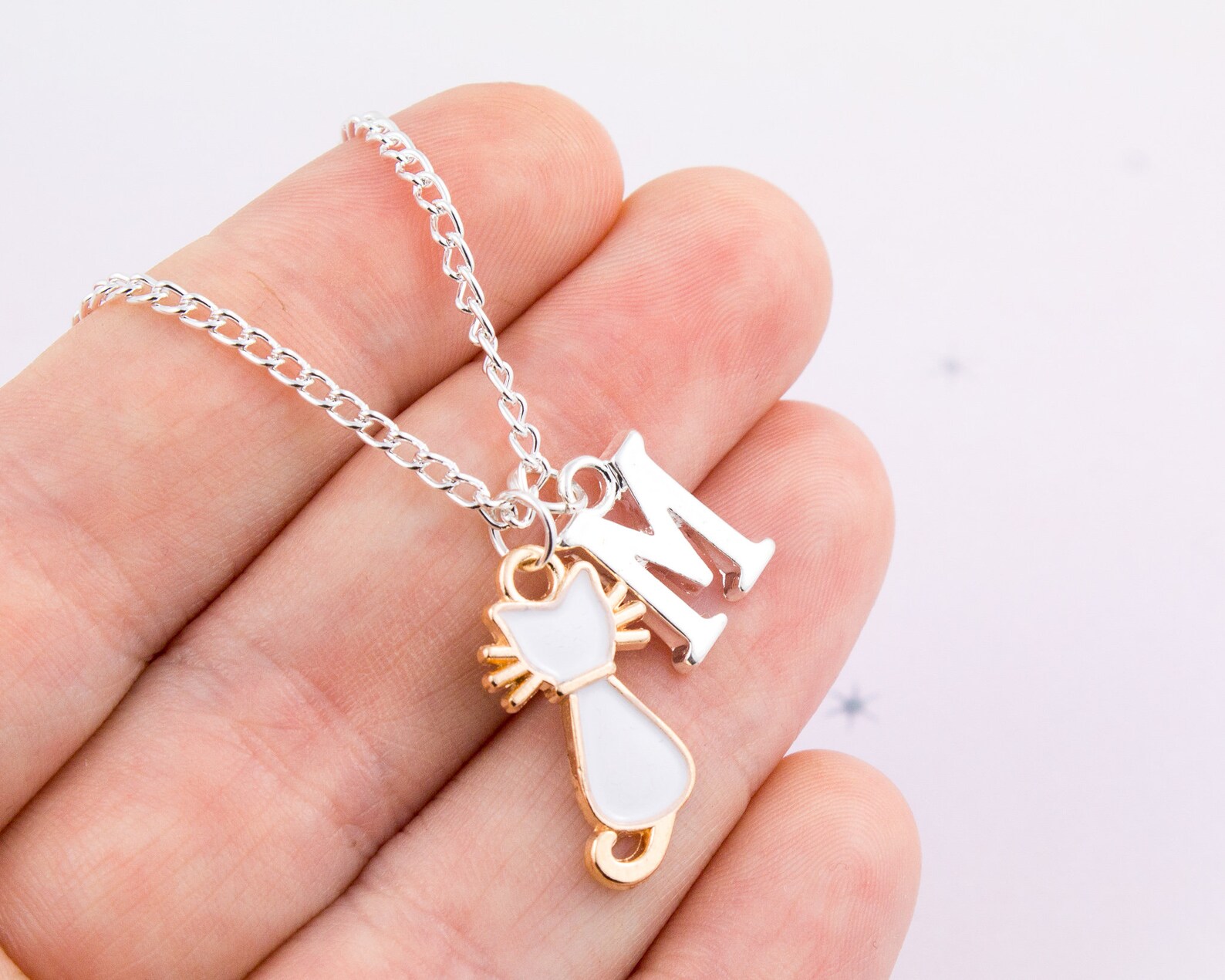 Cat Necklace Children's Jewellery Cat Jewelry Initial Etsy