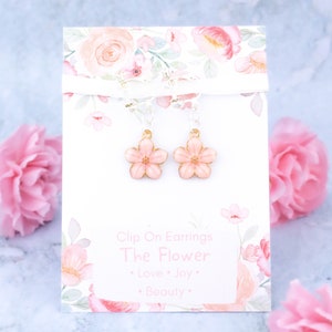 Flower Clip On Earrings, Girl's Clip Ons, Flower Girl Earrings, Blush Pink Jewelry, Earrings For Non Pierced Ears, Children's Earrings