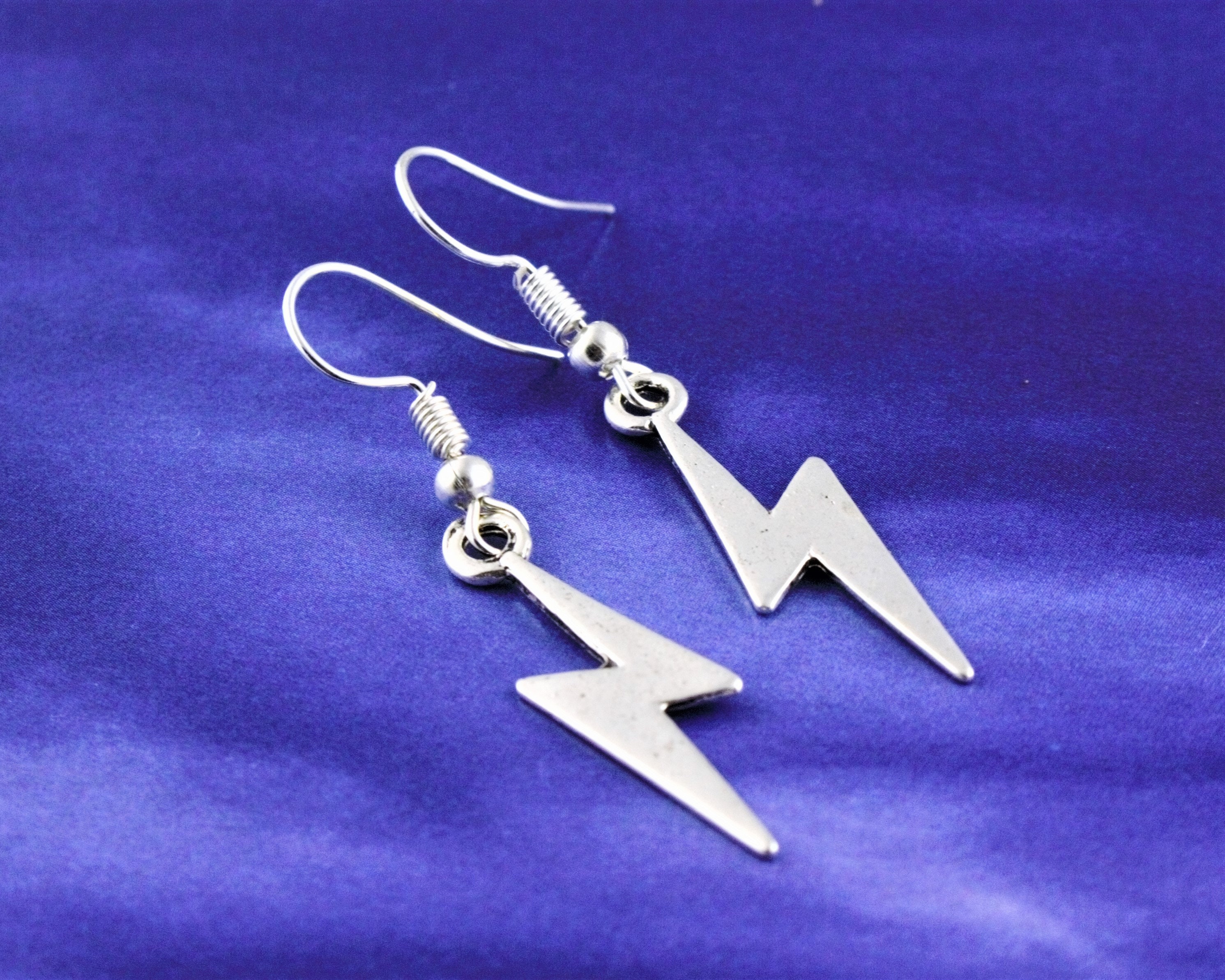 Lightning Bolt Earrings Thunderbolt Jewellery Silver Charms Etsy UK