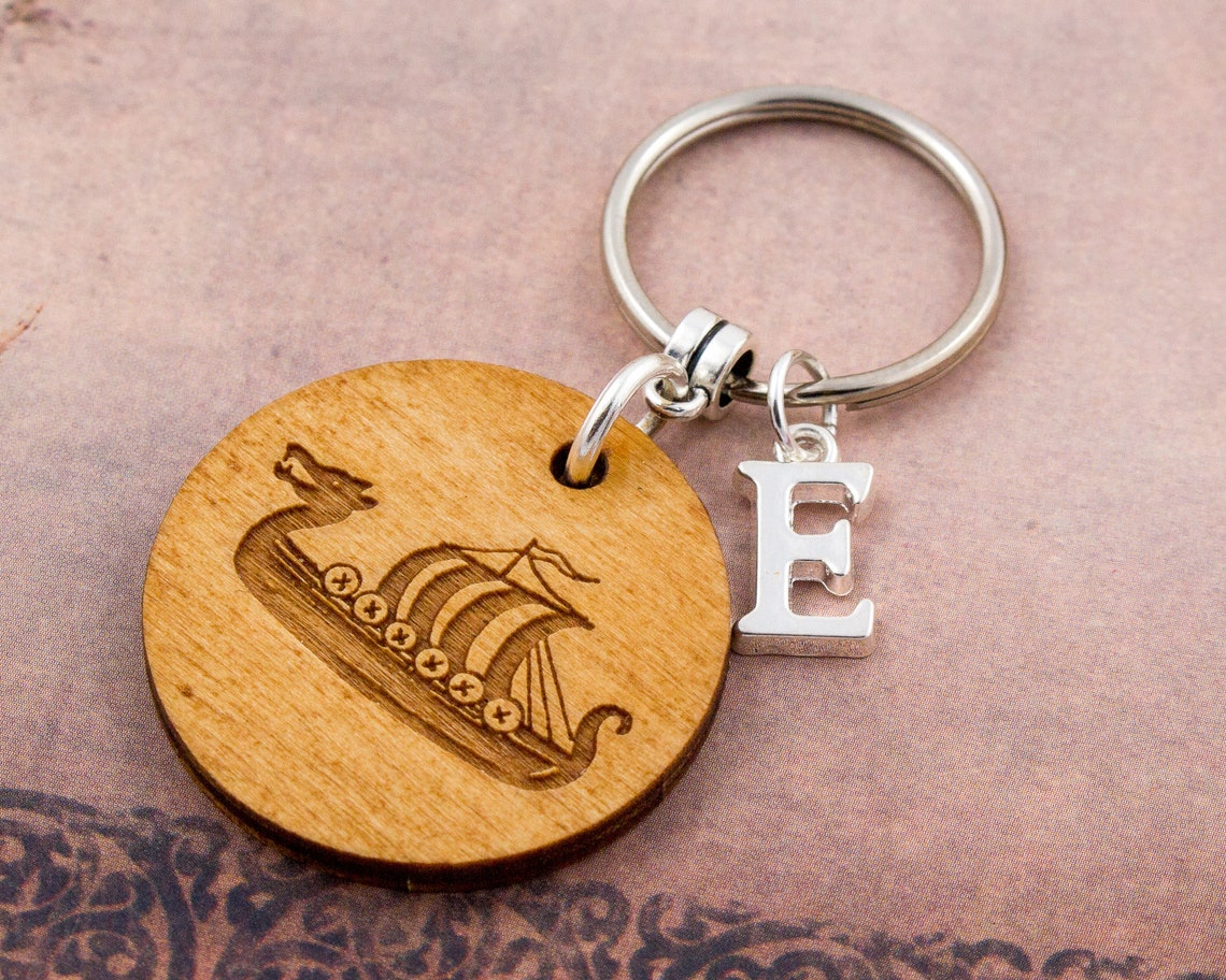 Viking Boat Keyring Viking Keychain Wooden Keyring Gift for Etsy