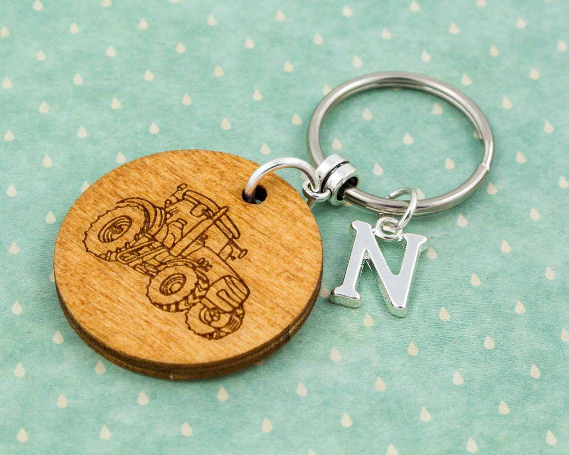 Tractor Keychain Farm Keyring Wooden Keychain Personalised Etsy