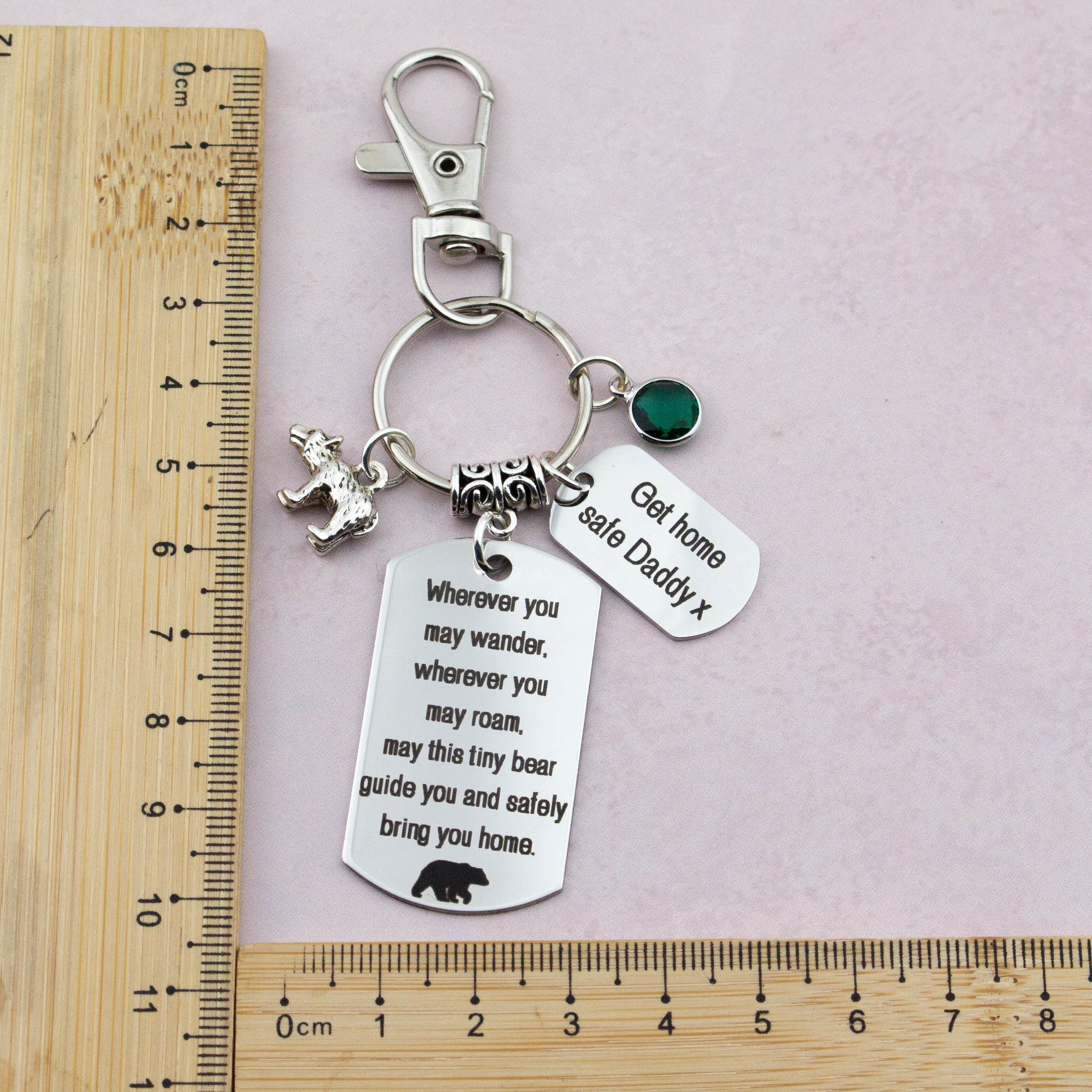 Bear Keyring, Safe Travels Keychain, Father's Day Gifts