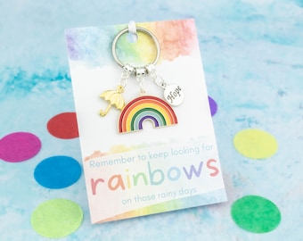 Rainbow Of Hope Keyring, Comfort Gifts, Sympathy Gifts, Thinking Of You, Mental Health Gifts, Positive Support Gifts
