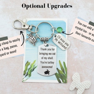 Turtley Awesome Keychain, Personalised Thank You Gifts, Turtle Keyring, Teacher Appreciation, Acting Singing Coach, Performing Arts, Drama zdjęcie 2