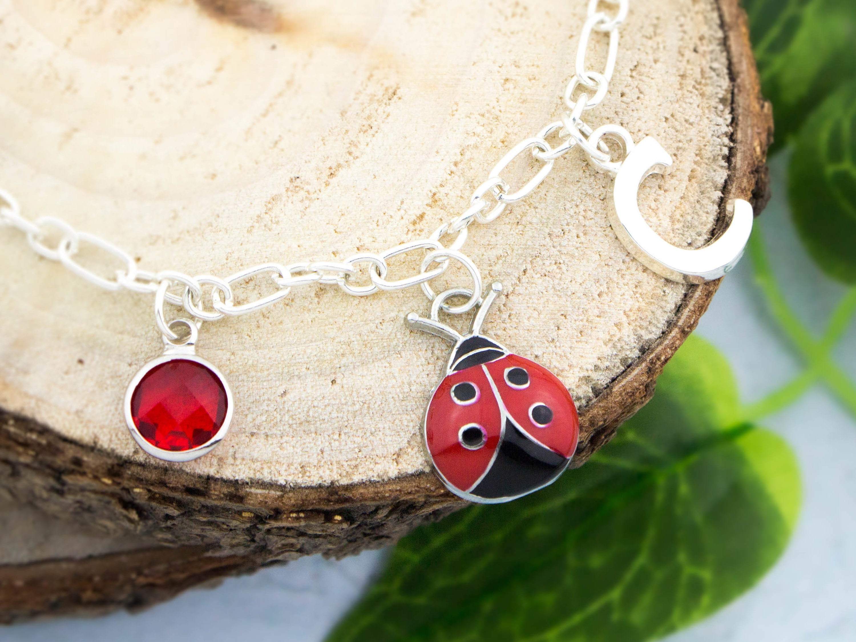 Ladybird Charm Bracelet Personalised Gift Ladybug Jewelry Etsy España