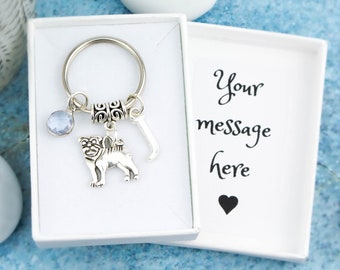 Pug Keyring, Personalised Gift, Dog Keychain, Pug Owner Gift, Cute Pug Charm, Bag Charm