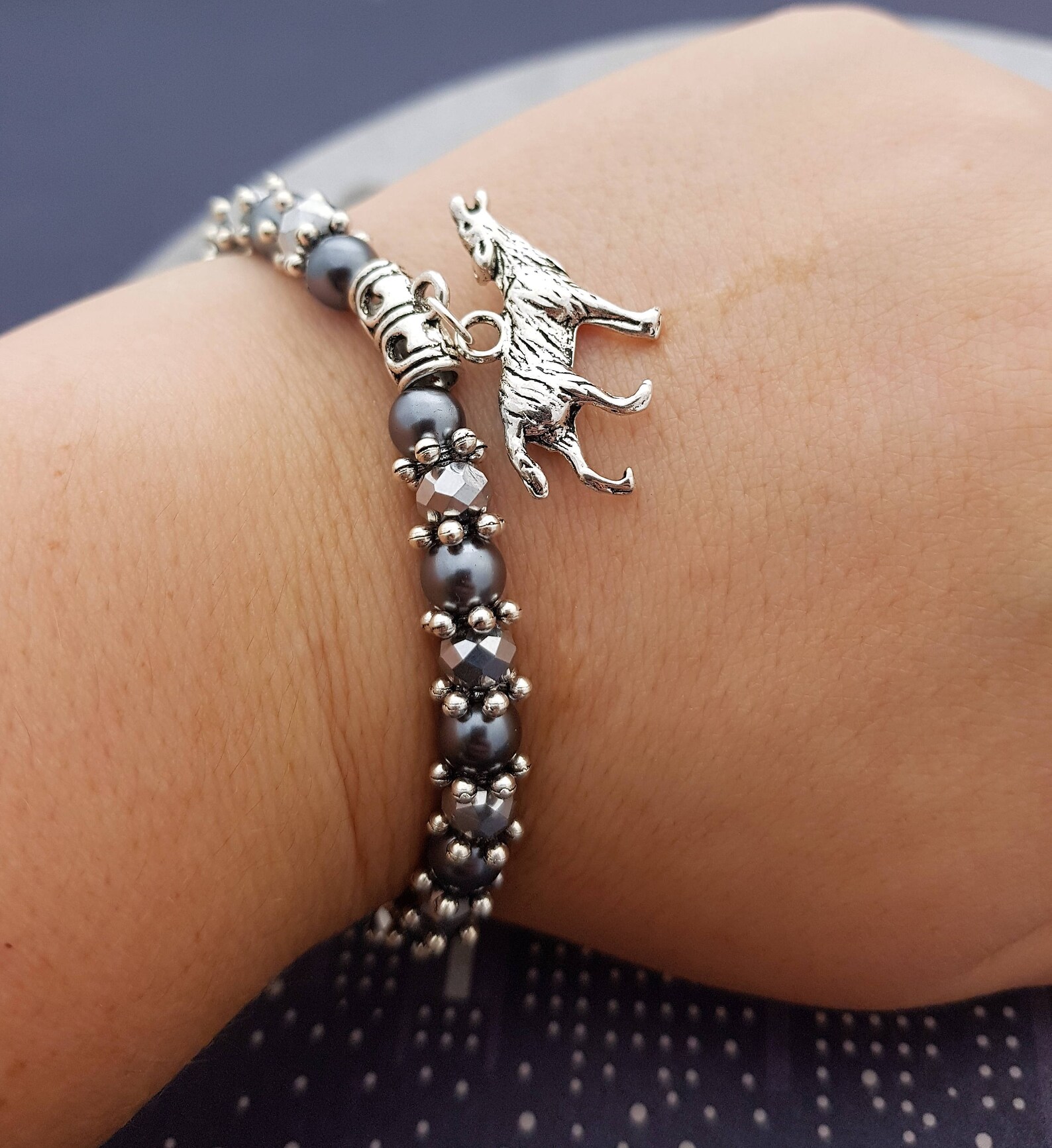 Wolf Bracelet Wolf Charm Bracelet Wolf Gift Werewolf Etsy