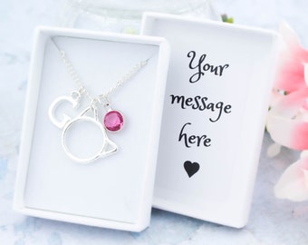 Cat Necklace, Personalised Gift, Kitten Jewellery, Cute Dainty Necklace, Minimalist Fashion, Gifts for Cat Lovers, New Kitten Gift