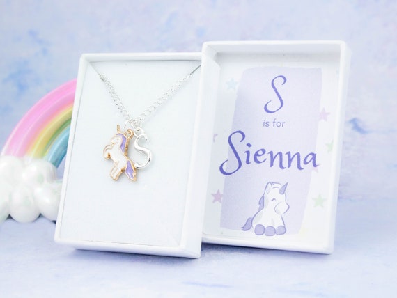 Children's necklace pink blue and purple unicorn pendant, gold unicorn  jewelry, colorful jewelry gift for little girl, niece Christmas gift idea