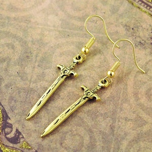 Sword Earrings, Gothic Jewellery, Dangle Earrings, Drop Earrings, Dangly Earring, Sterling Silver Optional, Dagger Jewellery image 5