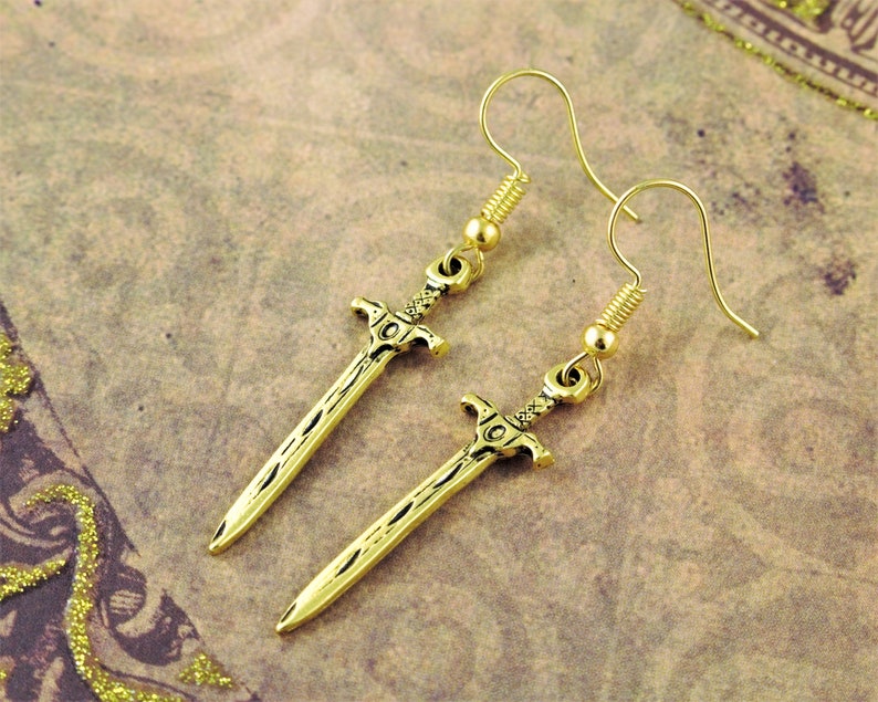 Sword Earrings, Gothic Jewellery, Dangle Earrings, Drop Earrings, Dangly Earring, Sterling Silver Optional, Dagger Jewellery image 5