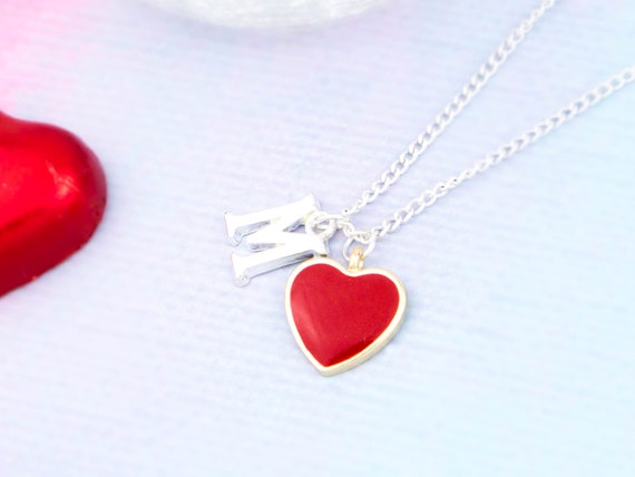 Red love heart sale necklace