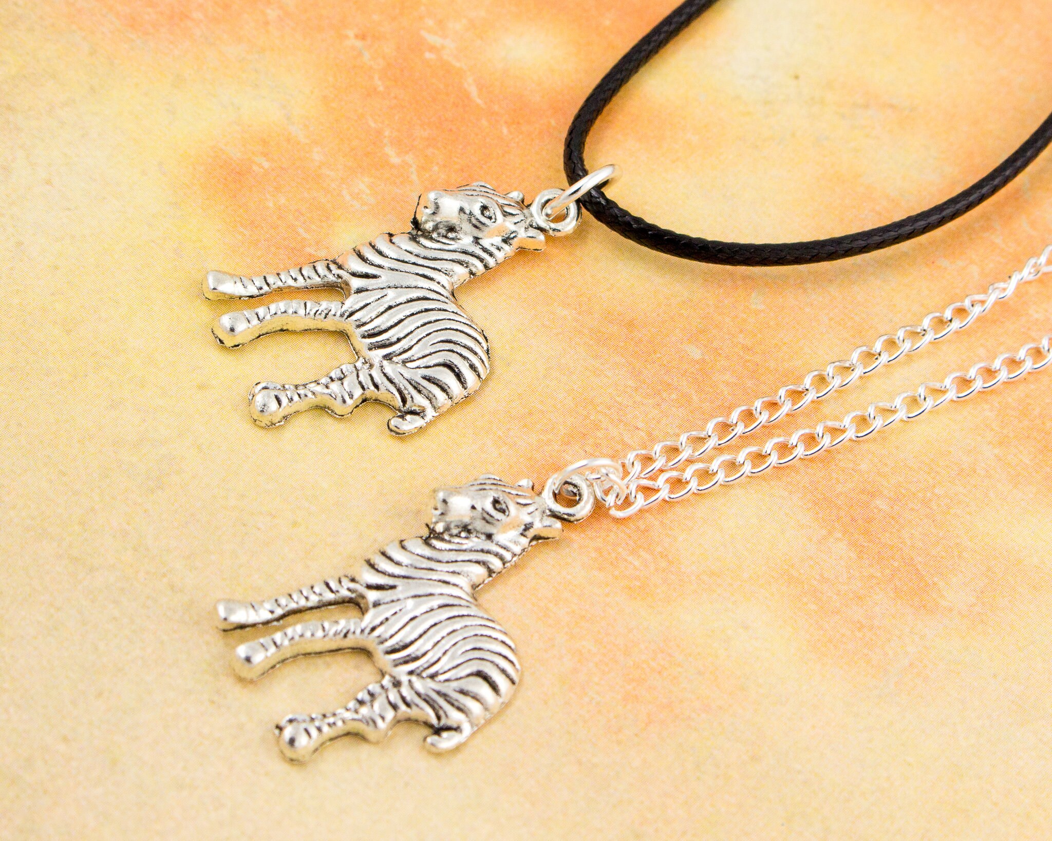 Zebra Necklace Silver Chain or Cord Zebra Jewellery Animal Etsy