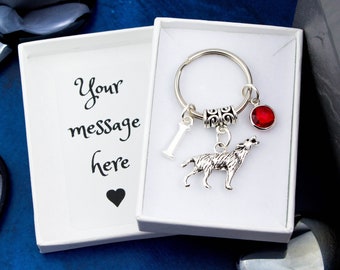 Wolf Keyring, Personalised Gift, Custom Wolf Keychain, Wolf Charm, Mens Gift, Wolf Accessory, Little Wolf Gift, Wolf Lover, Wolves Fan