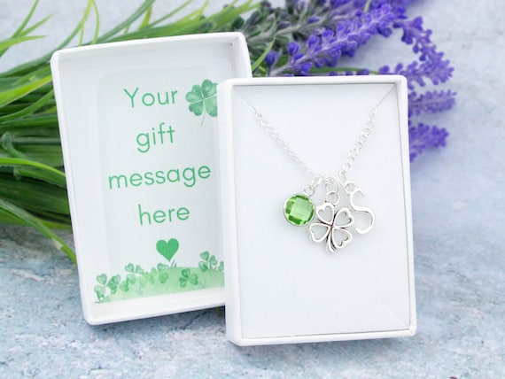 Four Leaf Clover Necklace Personalised Gift Retirement Gifts for