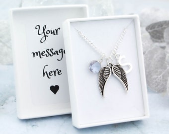 Angel Wings Necklace, Personalised Angel Wings Jewellery, Comfort Gift, Angels Memoriam Gift, Sorry For Your Loss, Sympathy Gift, Thoughtful