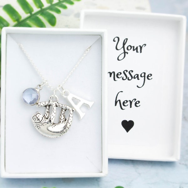 Sloth Necklace, Personalised Gift, Cute Animal Jewelry, Sloth Gifts, Sloth Jewellery, Silver Sloth Pendant, Personalized Sloth Gifts, Quirky