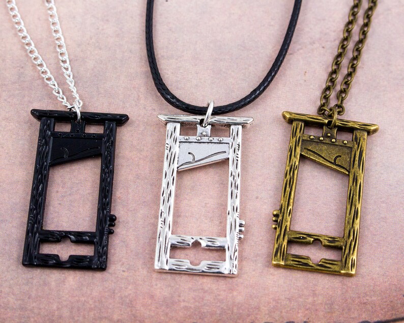 Guillotine Necklace, Gothic Necklace, Historical Jewellery, History Lover Gift, History Teacher, Medieval Jewelry, Goth Jewellery, Beheading image 2