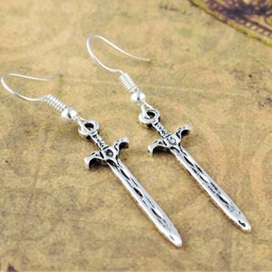 Sword Earrings, Gothic Jewellery, Dangle Earrings, Drop Earrings, Dangly Earring, Sterling Silver Optional, Dagger Jewellery image 2