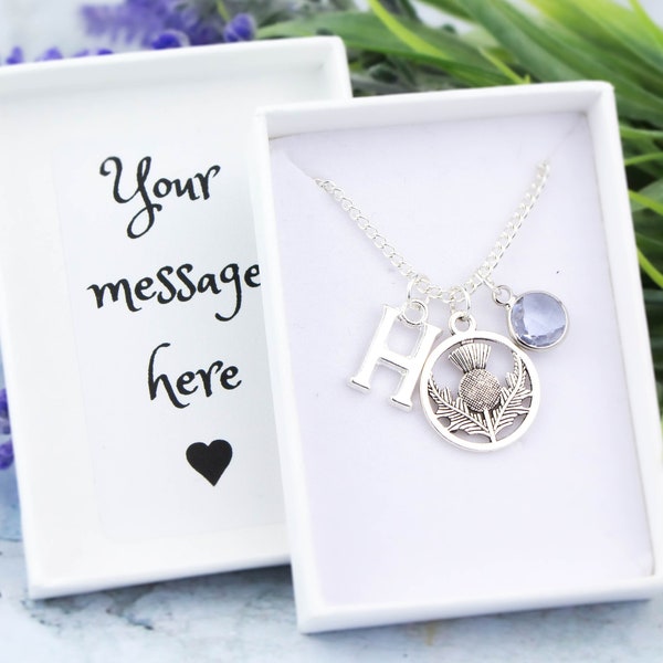 Thistle Necklace, Personalised Gift, Scotland Necklace, Scottish Jewelry, Scottish Thistle Charm, Gaelic Necklace, Grandmother Gifts