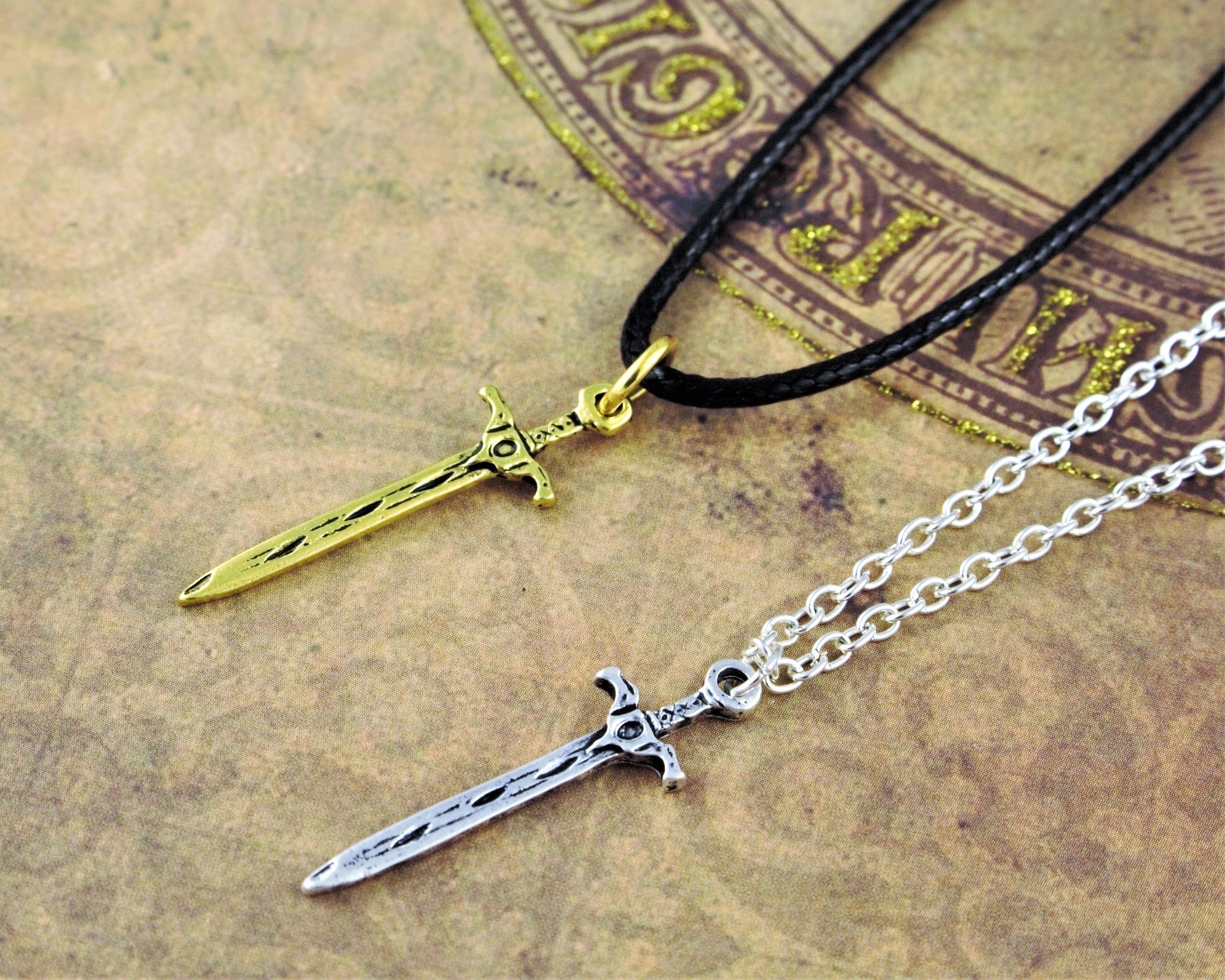 Sword Necklace Silver or Gold Gothic Jewellery Fantasy Etsy UK