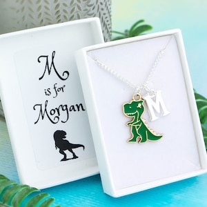 Dinosaur Necklace, Personalised Gift, Children&#39;s Jewellery, T Rex Necklace, Cute Dino Charm Gifts, Kid&#39;s Dinosaur Jewelry, Custom Necklace