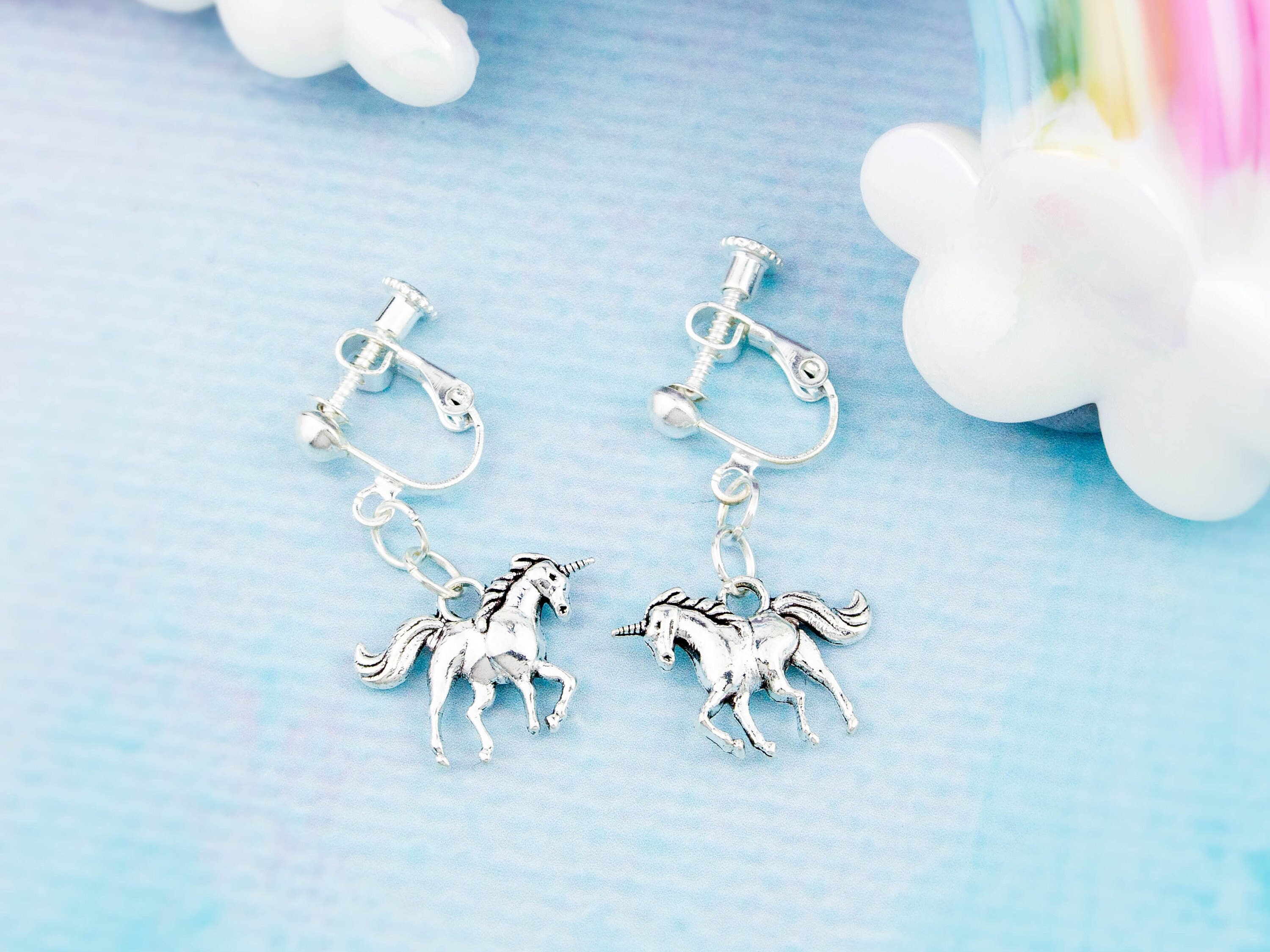 Tiny Unicorn Clip On Earrings Also Available For Pierced - Etsy 日本