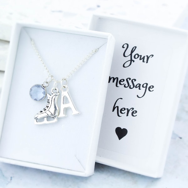 Ice Skating Necklace, Personalised Gift, Ice Skate Charm, Ice Skater Gift, Figure Skating Gift, Skater Girl Gifts, Ice Hockey Jewelry