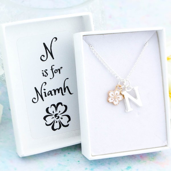 Flower Girl Necklace, Personalised Gift, Children's Jewellery, Girl's Charm Necklace, Cute Flower Gifts For Kids, Cherry Blossom Jewelry