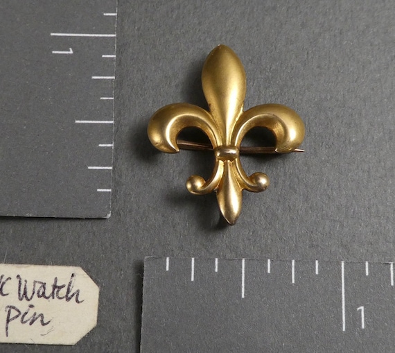 10K gold fleur de lys watch pin - image 4