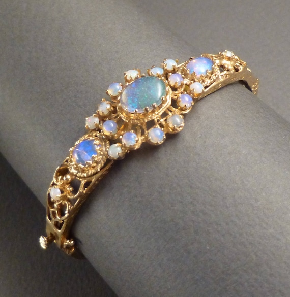 14K and Opal Hinged Bracelet