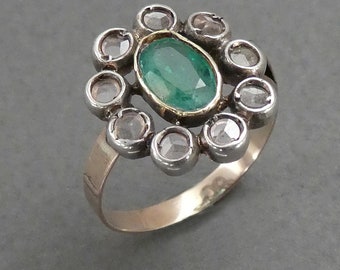 Georgian Emerald and Diamond Ring