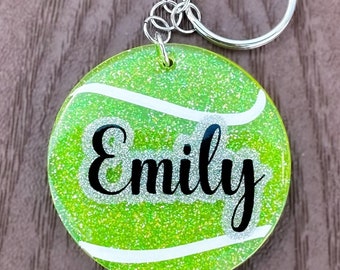 Custom Glitter Tennis Keychain/Bag Tag