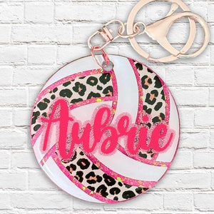 Custom Glitter Volleyball Keychain/Bag Tag