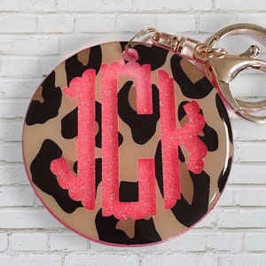 Custom Monogram Glitter Keychain/Bag Tag