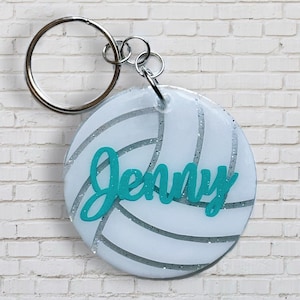 Custom Glitter Volleyball Keychain/Bag Tag