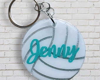 Custom Glitter Volleyball Keychain/Bag Tag