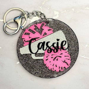 Custom Glitter Cheer Keychain/Bag Tag