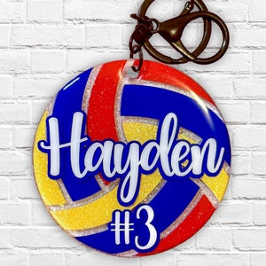 Custom Glitter Volleyball Keychain/Bag Tag