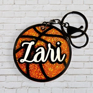 Custom Basketball Keychain/Bag Tag - Glitter or Solid