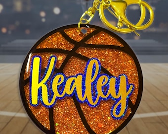 Custom Basketball Keychain/Bag Tag - Glitter or Solid