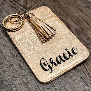 Custom Monogram Wallet Credit Card Holder Keychain