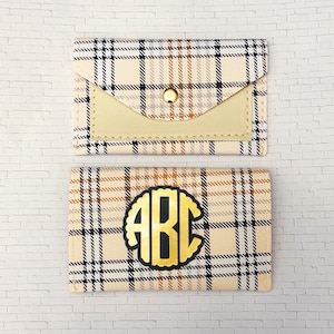 Monedero/tarjetero con monograma personalizado: cuadros